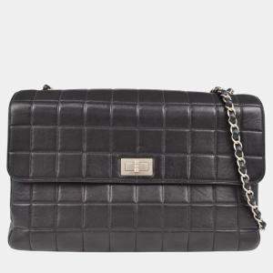 Chanel Black Leather Straight Flap Choco Bar Shoulder Bag