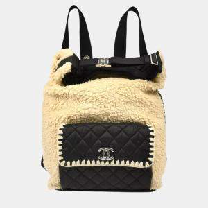 Chanel White Black Wool Nylon Backpack 