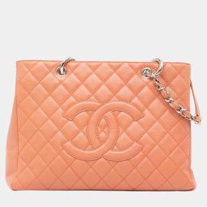 Chanel Orange Caviar Grand Shopping Tote