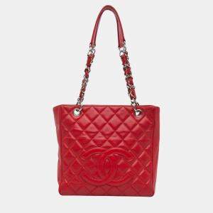 Chanel Red Caviar Petite Shopping Tote