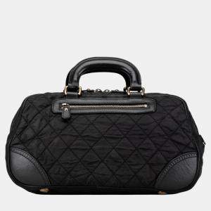 Chanel Black Paris New York Quilted Nylon Duffle Handbag