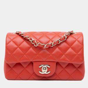 Chanel Red Mini Rectangular Classic Lambskin Single Flap Bag