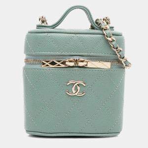 Chanel Green Mini Caviar Handle with Care Vanity Case