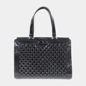 Chanel Black Leather Boy Top Handle Bag