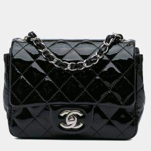 Pre Owned Chanel Black Mini Square Classic Patent Single Flap Bag