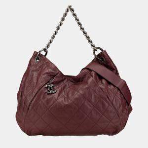 Chanel Red Quilted Calfskin Coco Pleats Hobo Bag
