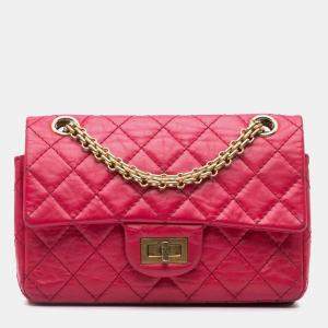 Pre Owned Chanel Dark Pink Calfskin Mini Reissue 2.55 Flap Bag