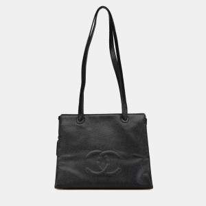 Chanel Black Caviar Leather CC Tote Bag
