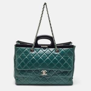 Chanel Dark Green Quilted Leather CC Delivery Bag