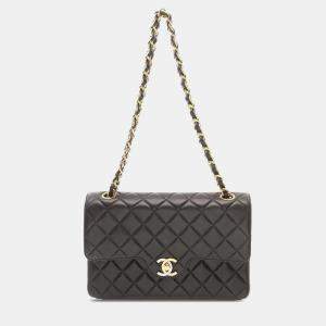 Chanel Black Small Quilted Lambskin CC Double Flap Bag