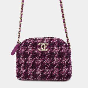 Chanel Purple Tweed CC Chain Shoulder Bag