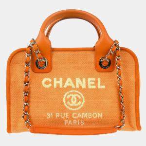 Chanel Orange Canvas Deauville Bowling Bag