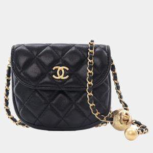 Chanel Black Quilted Lambskin Pearl Crush Waist Bag