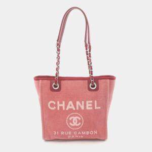 Chanel Red Canvas Mini Deauville Tote  Bag