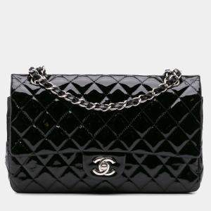 Chanel Black Medium Classic Patent Double Flap Bag