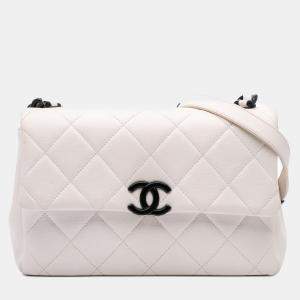 Chanel White Caviar Quilted My Everything Medium Flap Bag