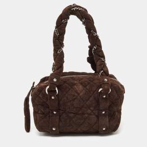 مملوكة مسبقًا Chanel Dark Brown Quilted Suede Lady Braid Bag