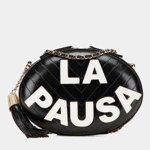 Chanel Black Chevron Lambskin La Pausa Evening Bag