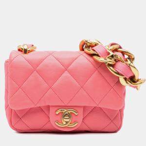 Chanel Pink Lambskin Quilted Funky Town Mini Flap Bag