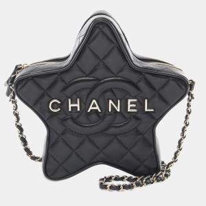 Chanel Black Quilted Lambskin Walk of Fame Star Crossbody Bag