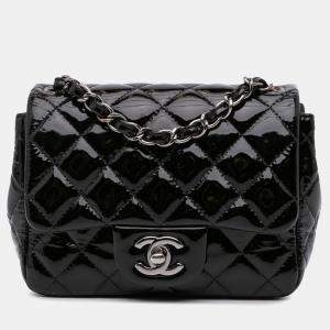 Pre Owned Chanel Black Patent Leather Mini Square Classic Single Flap Bag