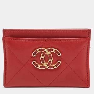 Chanel Red Quilted Leather 19 Card Holder
