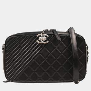 Pre Owned Chanel Black Lambskin Camera Shoulder Bag