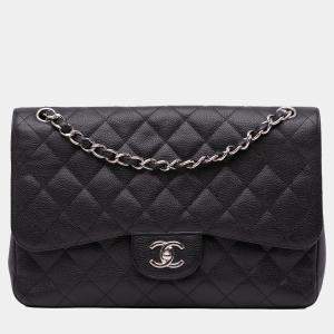 Chanel Black Jumbo Classic Caviar Double Flap Bag