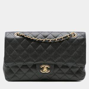 Chanel Black Medium Classic Caviar Double Flap Bag