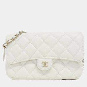 Chanel White Caviar Timeless Classic Phone Case Shoulder Bag