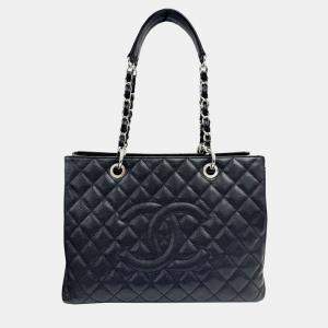 Pre Owned Chanel Black Caviar Leather Grand Shopping Chain Tote Bag