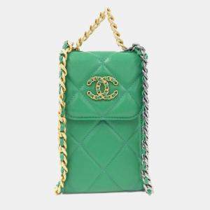 Chanel Green Leather Timeless 19 Phone Case Shoulder Bag