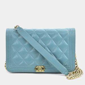 Chanel Caviar Leather Boy Wallet On Chain