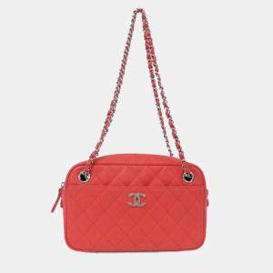 Chanel Red Caviar Leather Camera Shoulder Bag