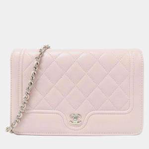Chanel Pink Lambskin CC Chain Wallet