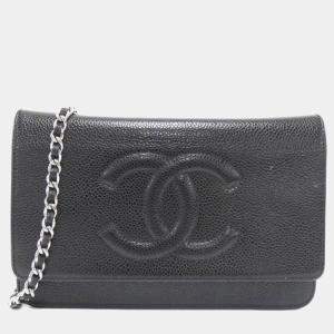 Chanel Black Leather Timeless CC Wallet On Chain 