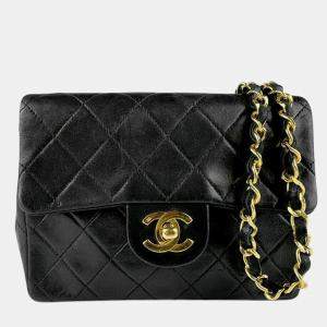 Pre Owned Chanel Black Leather Shoulder Bag