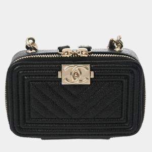 Chanel Black Caviar Leather Boy Mini Shoulder Bag