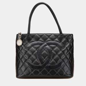 Chanel Black Caviar Medallion Tote Bag