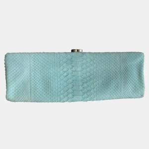 Chanel Mint Green Python Leather Clutch 