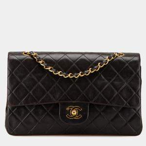 Chanel Black Lambskin Medium Classic Double Flap Shoulder Bag