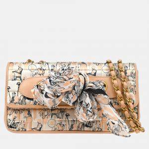 Pre Owned Chanel Pink Satin Silk Scarf Chain Shoulder Bag