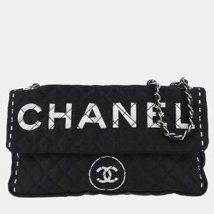 Chanel Black Satin Shoulder Bag