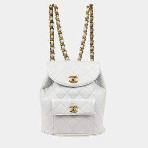 Chanel White Lambskin Duma Backpack