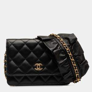 Chanel Black Lambskin Romance Wallet On Chain