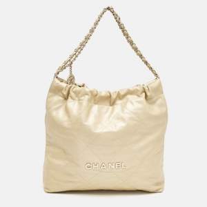 Chanel Cream Quilted Leather 22 Bag