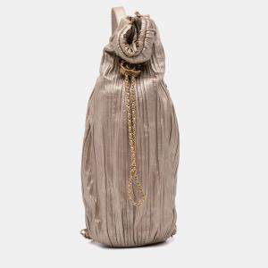 Chanel Medium Metallic Calfskin Coco Pleats Drawstring Backpack