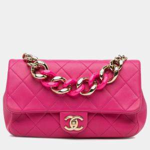 Chanel Pink Small Lambskin Elegant Chain Single Flap