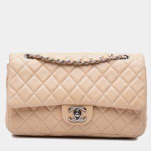 Chanel Beige Medium Classic Lambskin Double Flap