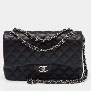 Chanel Black Quilted Leather Large Classic Double Flap Bag